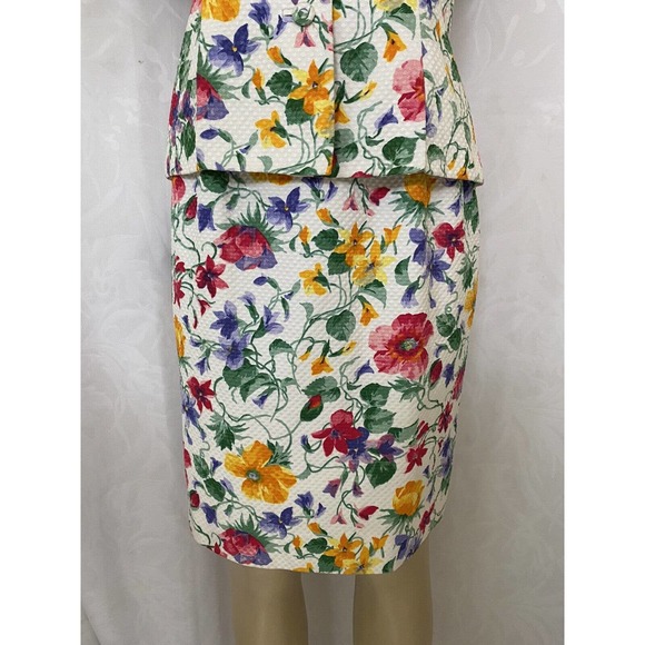 Albert Nipon Skirt Suit 2 pc Set Blazer Jacket Pencil Floral Short Sleev… - Picture 7 of 10